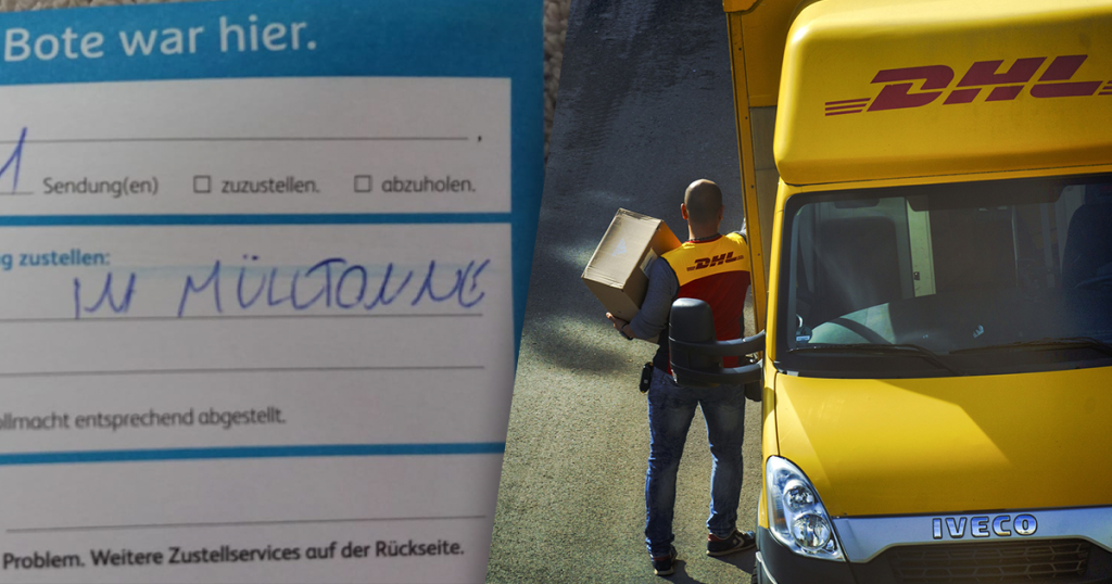 eine Benachrichtigung von Hermes und ein Transporter von DHL