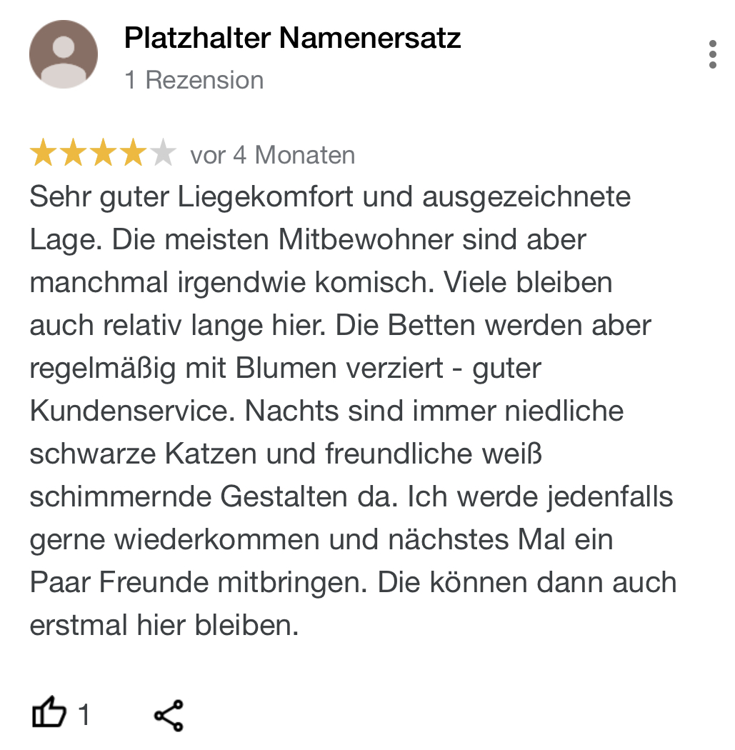 Google Rezensionen zu Friedhöfen