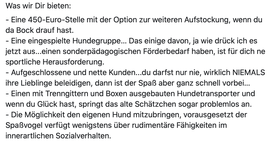 Stellenausschreibung Hundeschule