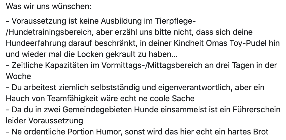 Stellenausschreibung Hundeschule