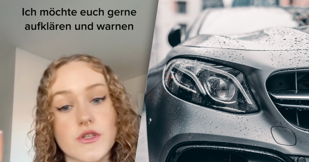 links: Mädchen, rechts: Motorhaube