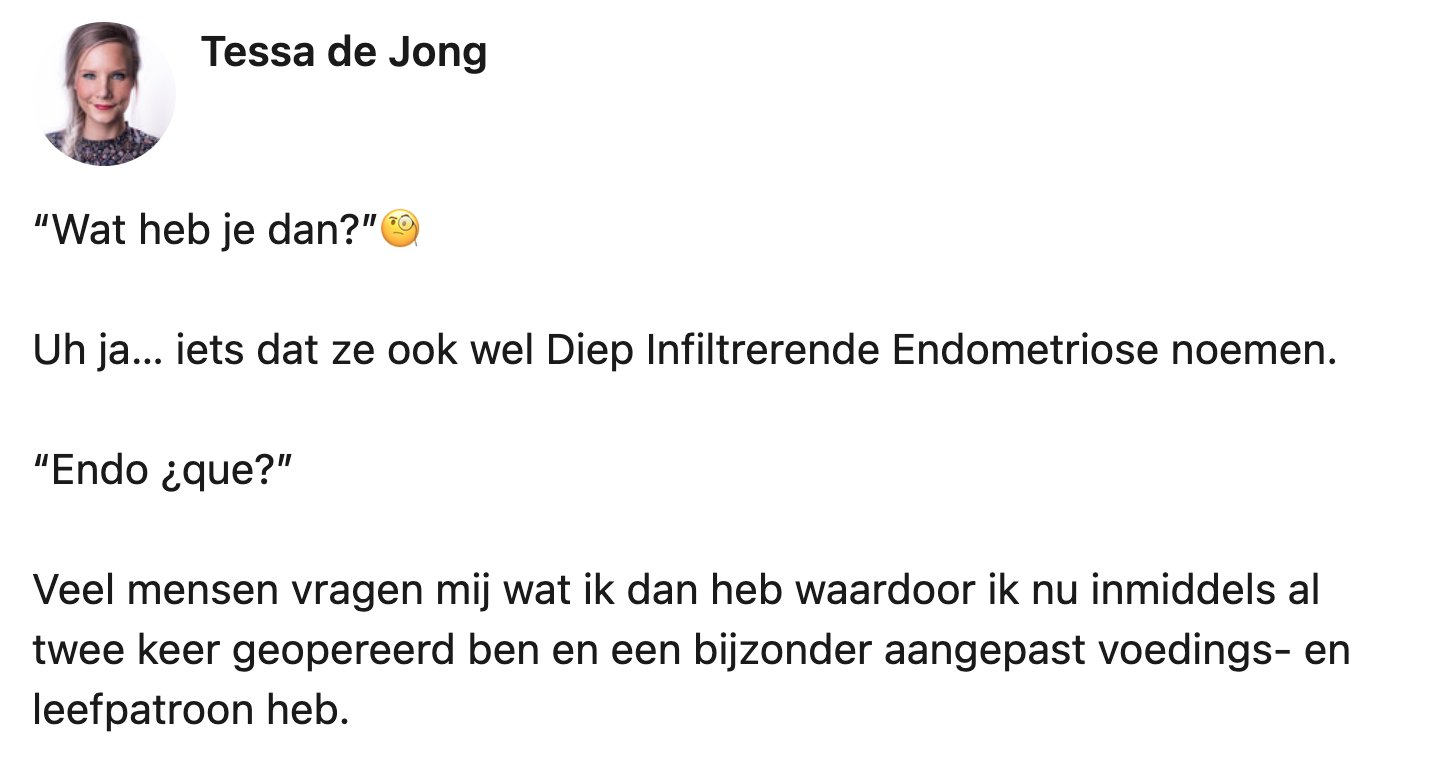 Tessa heeft een menstruatie aandoening