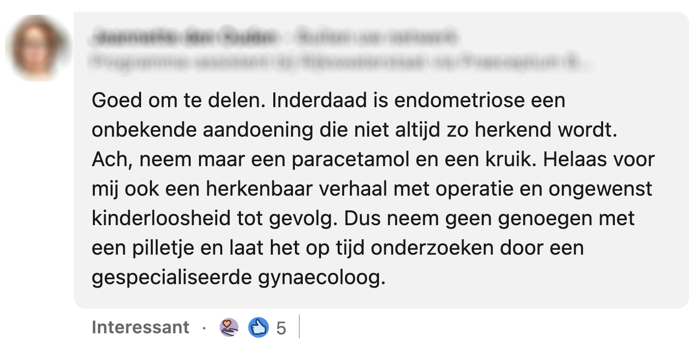 Tessa heeft een menstruatie aandoening