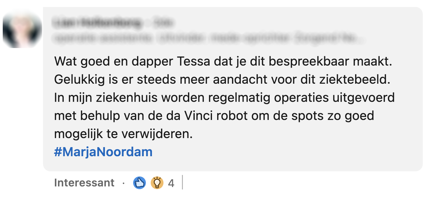 Tessa heeft een menstruatie aandoening