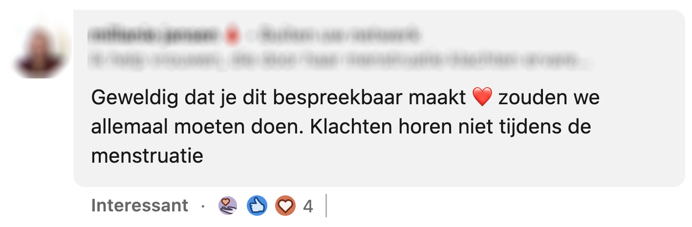 Tessa heeft een menstruatie aandoening