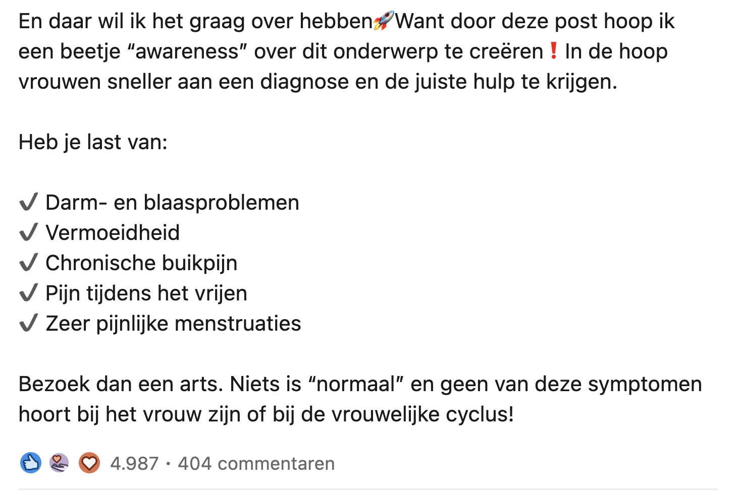 Tessa heeft een menstruatie aandoening