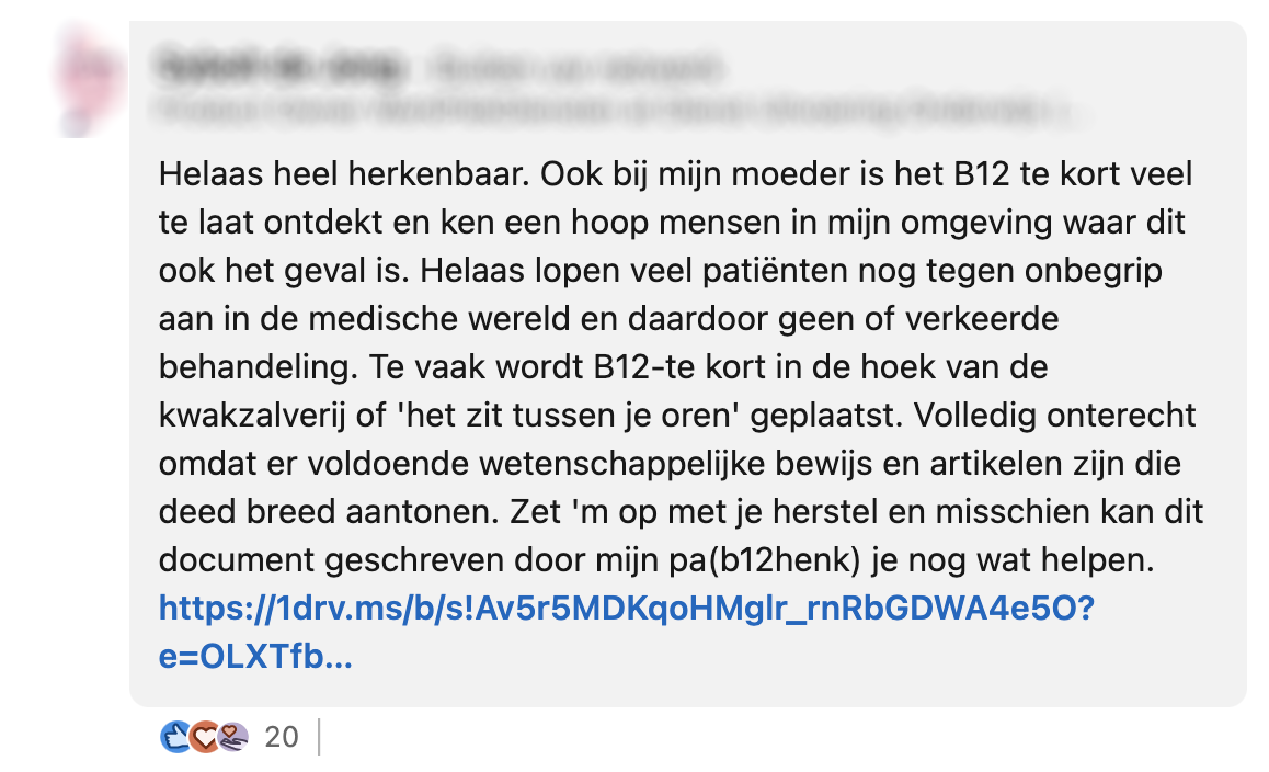 Arlette heeft een vitamine B12-tekort