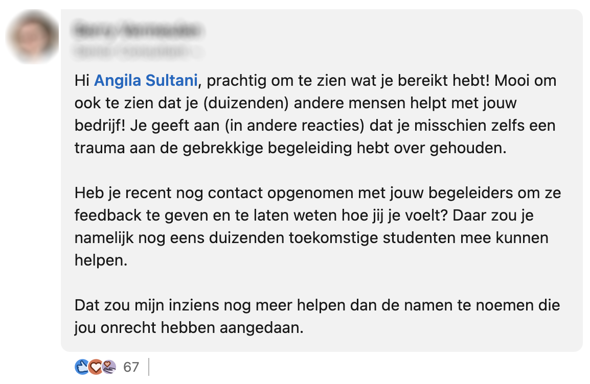 Angila heeft boodschap voor leraren die zeiden dat ze het niet zou halen