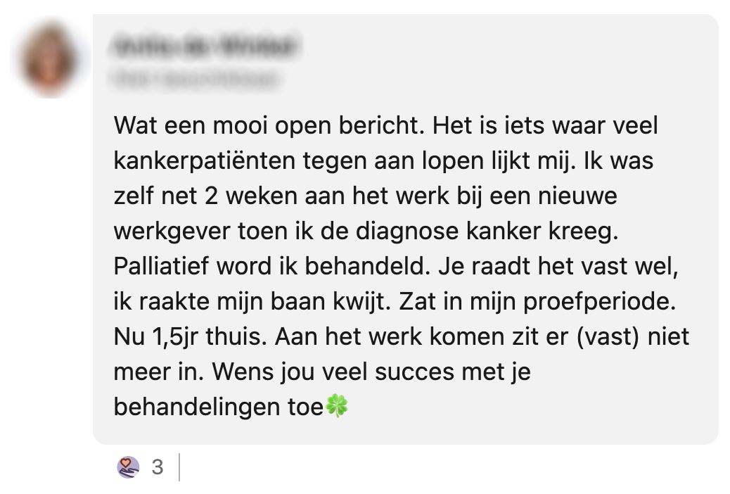 Nathalie ziet dat kanker 'op CV' probleem is en komt op voor lotgenoten