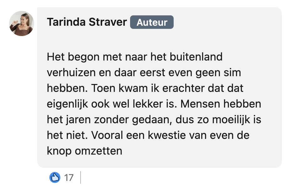 Tarinda heeft geen data op haar telefoon