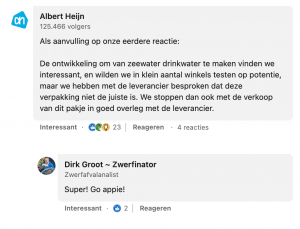 LinkedIn zeewater reactie ah