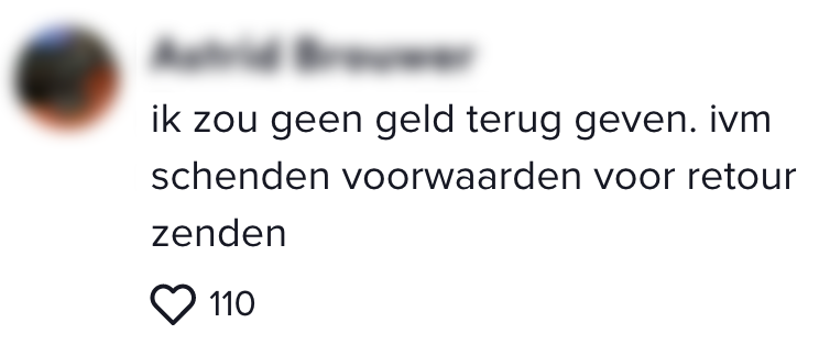 geen geld terug