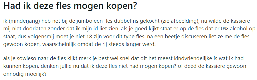 Aankoop kinderchampagne doet discussie tussen Jumbo-klant en medewerker opborrelen