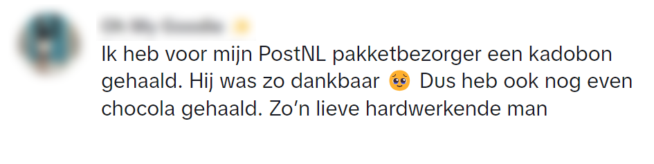 Annie weet PostNL-bezorgers te verassen met een lekker pakket