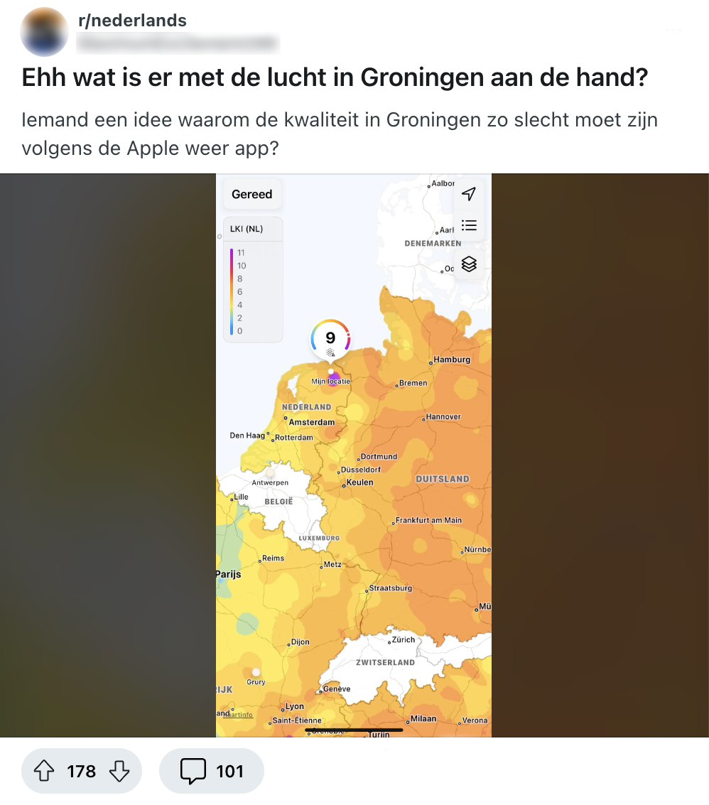 "ehh wat is er met de lucht in Groningen aan de hand?"