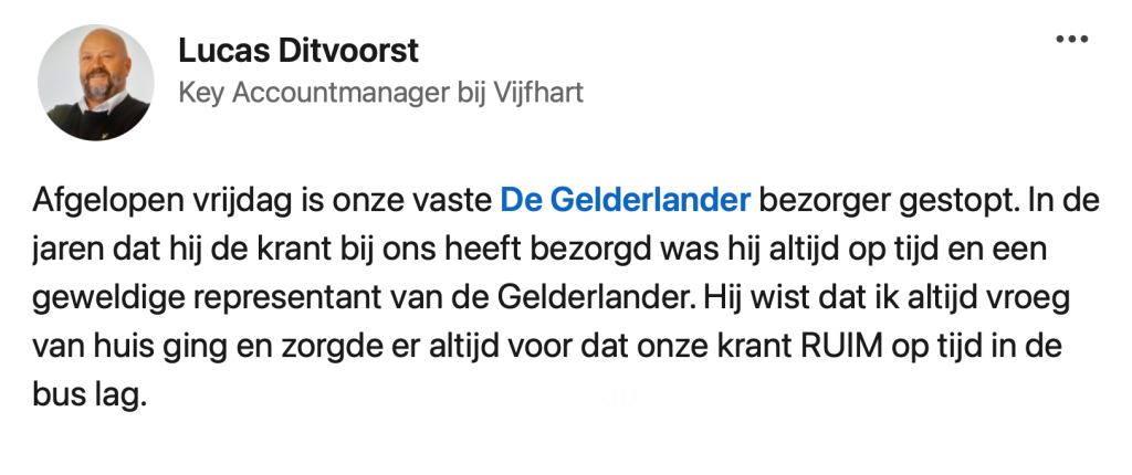 krant bezorger De Gelderlander